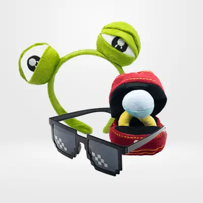 Lustige Fotospiegel-Gadgets wie Brillen, Stirnbänder und Hüte für noch mehr Spaß auf dem Event