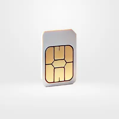 SIM-Karte als Symbol für LTE-Funktion im Fotospiegel mit direkter Online-Anbindung